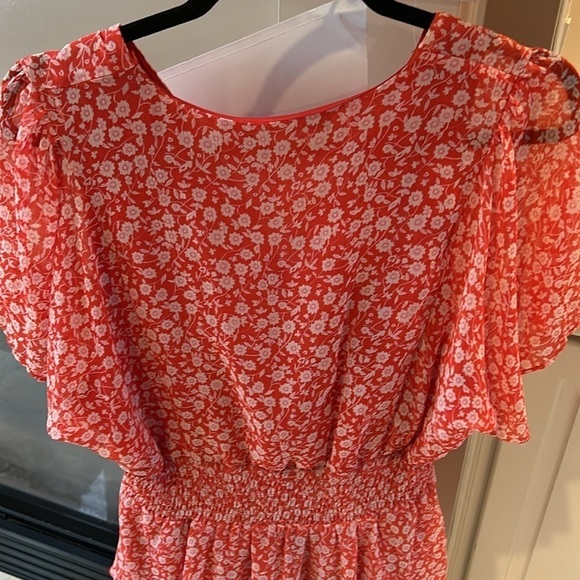 Zara Floral Flounced Hem Mini Dress Size Medium - Picture 13 of 14